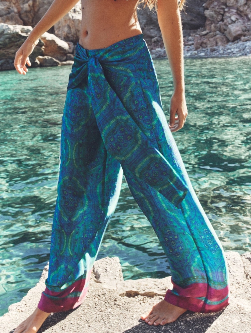 Zara Printed Satin Wide Leg Pants SIZE M
